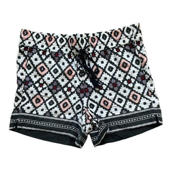 LOFT Pants - Ann Taylor LOFT Multicolor Boho Printed Linen Blend Pull On Shorts | 2